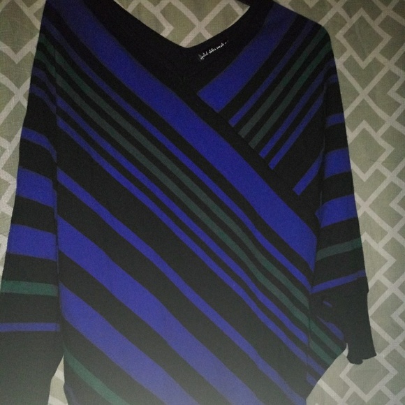 Striped Poncho Top - Picture 1 of 5